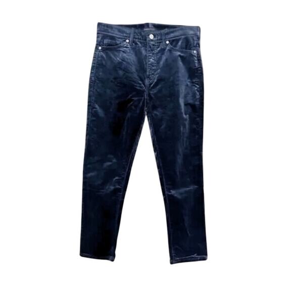 Banana Republic Velvet Pants High-Rise Slim Fit Button Zip Closure Dark Blue 28P - Picture 1 of 9